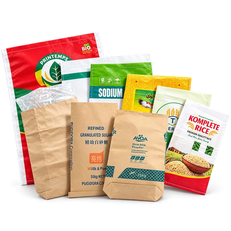 The UnisunPack range: printed PP woven sacks and multi-wall kraft paper bags for sugar, milk powder, sodium and rice