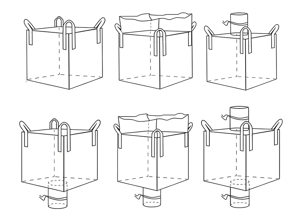 FIBC bulk bag top and bottom construction detail
