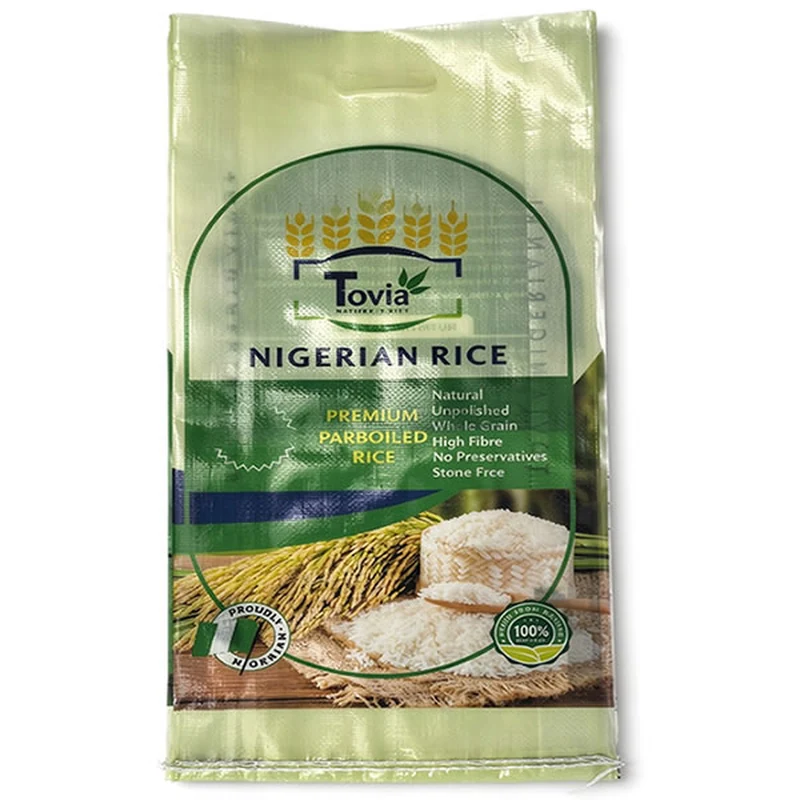 5kg Silky Basmathi rice bag with re-closable zipper pouch and die-cut handle