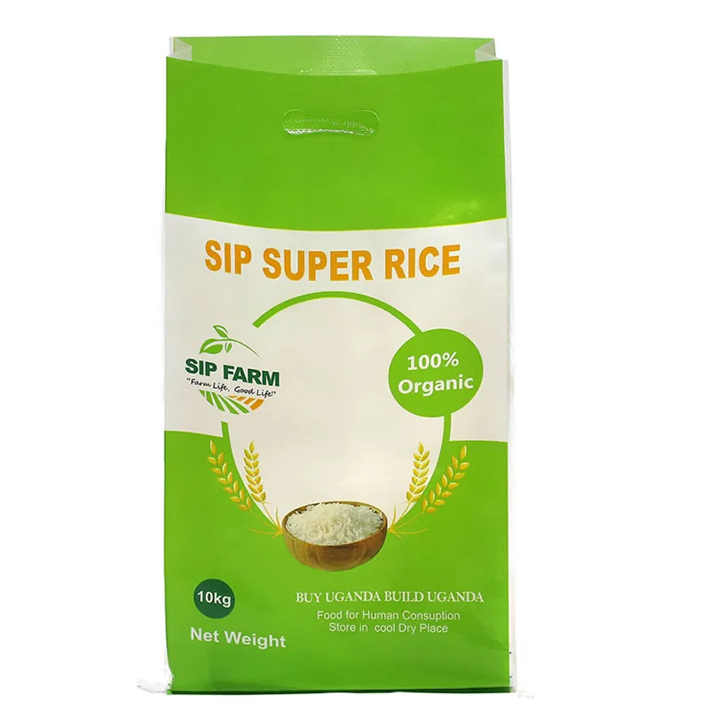 10kg green SIP SUPER RICE organic rice bag with rice bowl and wheat print