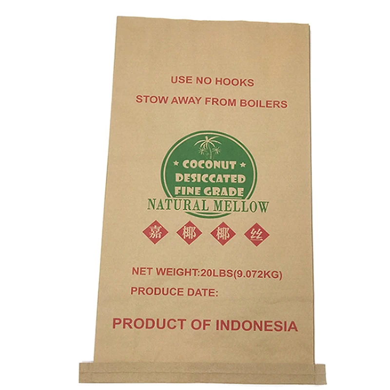 20lb desiccated coconut kraft paper bag printed for Natural Mellow