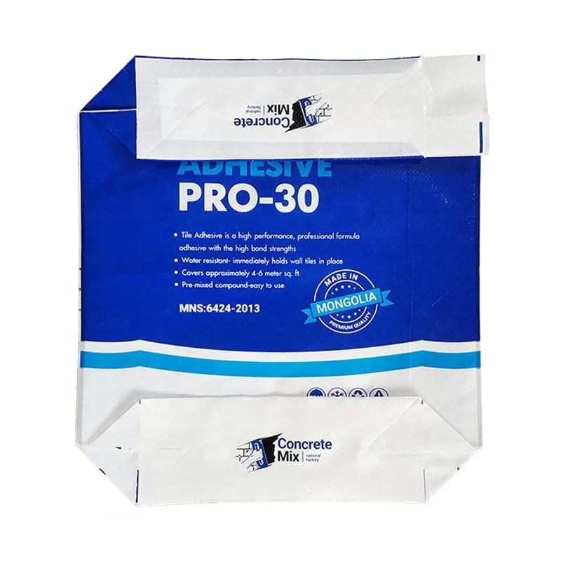 Blue ADHESIVE PRO-30 tile adhesive bag in PP woven fabric with pasted valve top, printed for Concrete Mix Mongolia