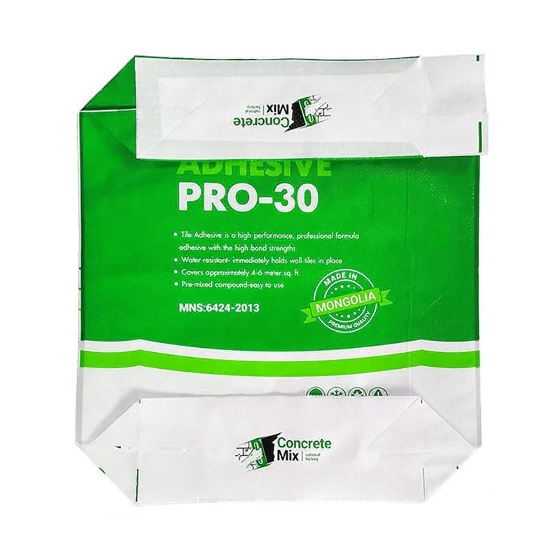 Green ADHESIVE PRO-30 PP woven valve bag printed for Concrete Mix Mongolia