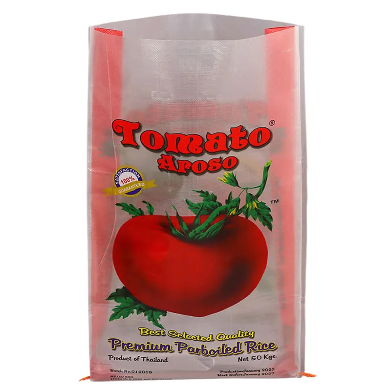 25kg premium parboiled rice bag in printed PP woven fabric for the Tomato Aposo brand