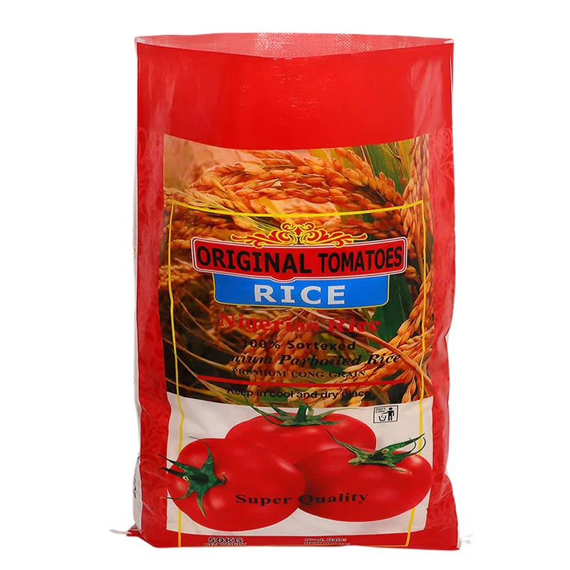 50kg red ORIGINAL TOMATOES printed rice bag for premium long grain parboiled rice